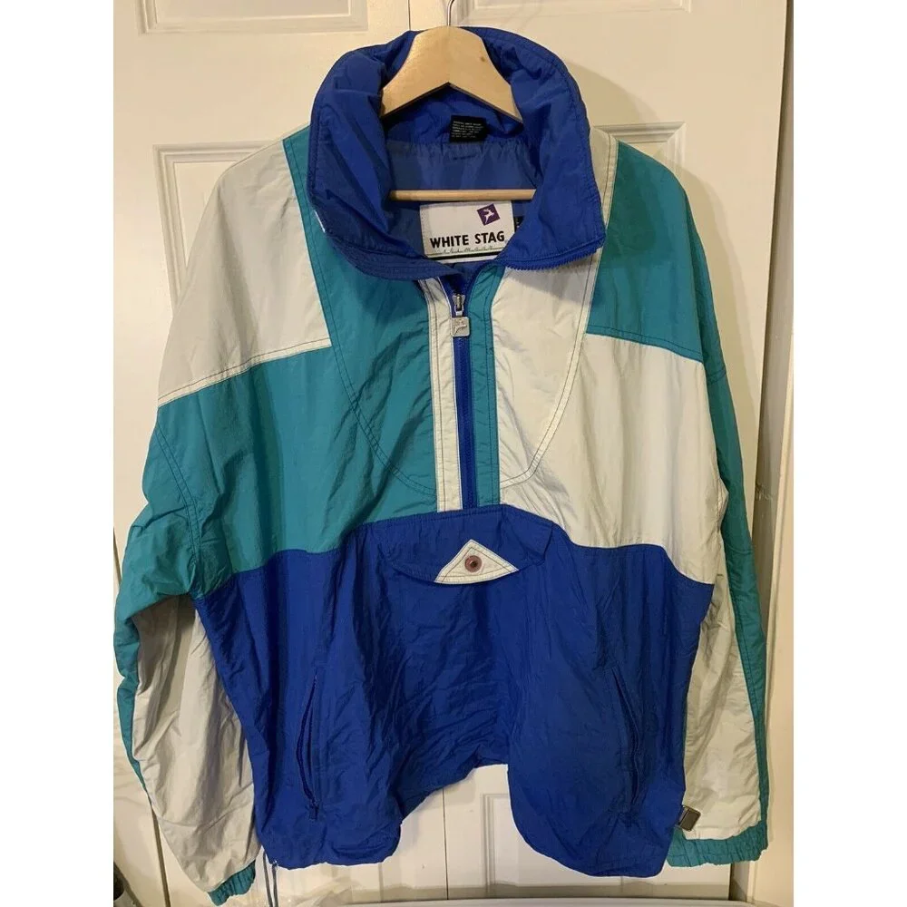 Vintage White Stag Ski‎ Wear Blue White Winter Snow Jacket Men’s Sz L